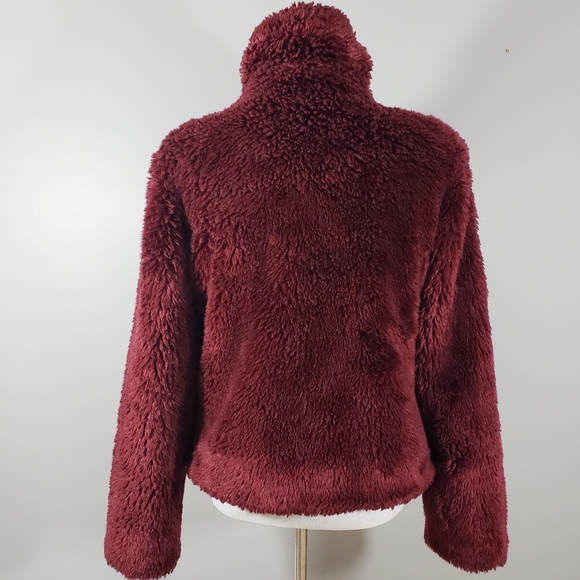 Express Faux Fur Coat Special Edition Bordeaux Teddy Bear Fleece Jacket - Picture 4 of 12